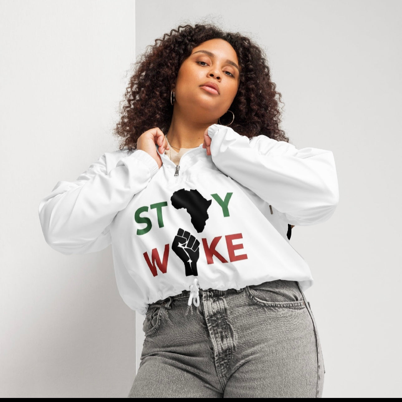 Stay Woke Women’s cropped windbreaker